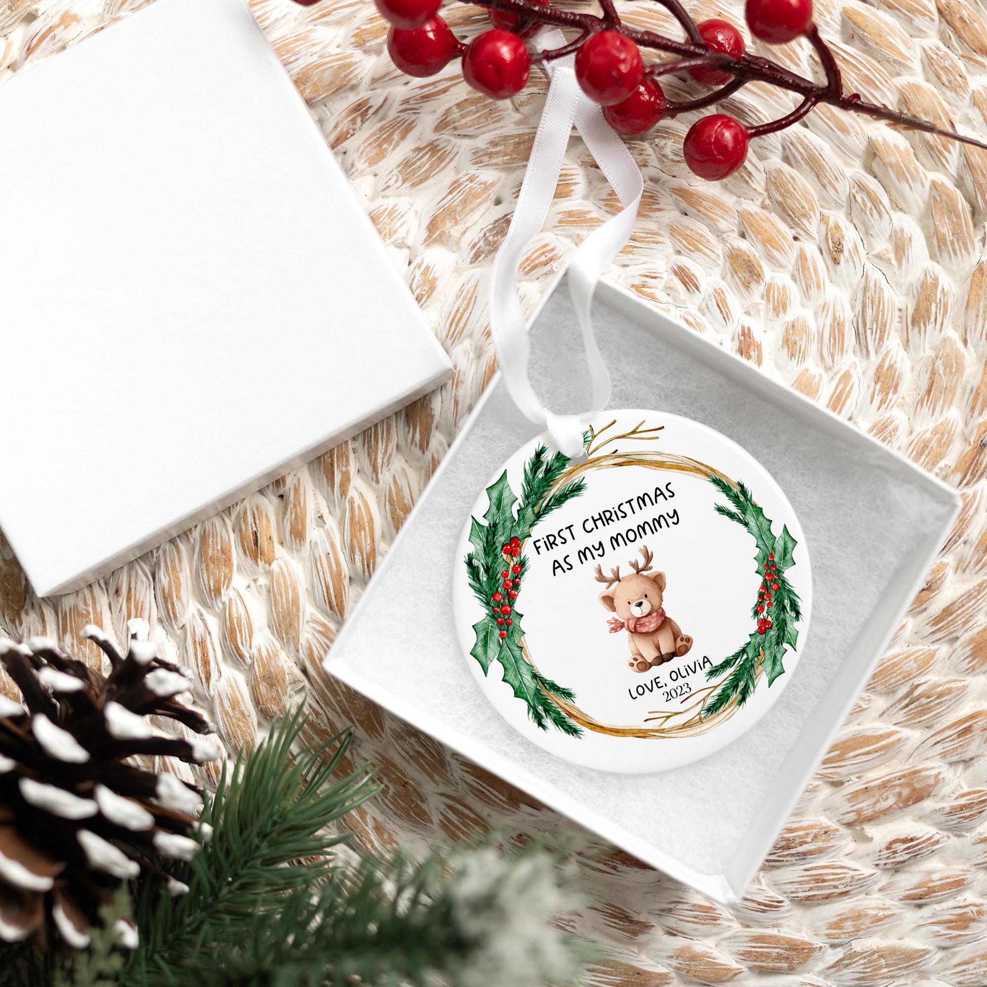 Personalized First Christmas As my Mommy or Daddy 2025 | New Baby Ceramic Ornament, New Mom Gift, New Baby Keepsake, Newborn Ornament
