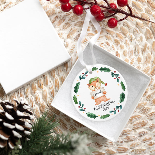 Custom Baby's First Christmas Ornament 2025 | Ceramic New Baby Ornament, New Mom Gift, Baby's First Holiday Gift, New Baby Keepsake