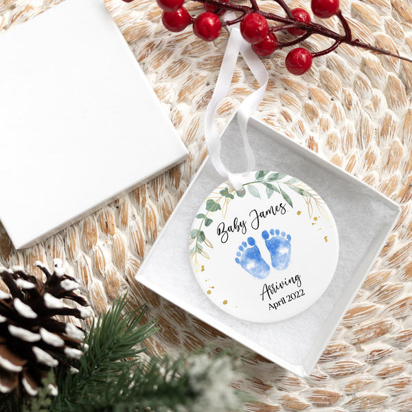Custom Baby's First Christmas Ornament 2025 | Ceramic New Baby Girl or Boy Ornament, New Mom Gift, Baby's First Holiday Gift, Baby Keepsake