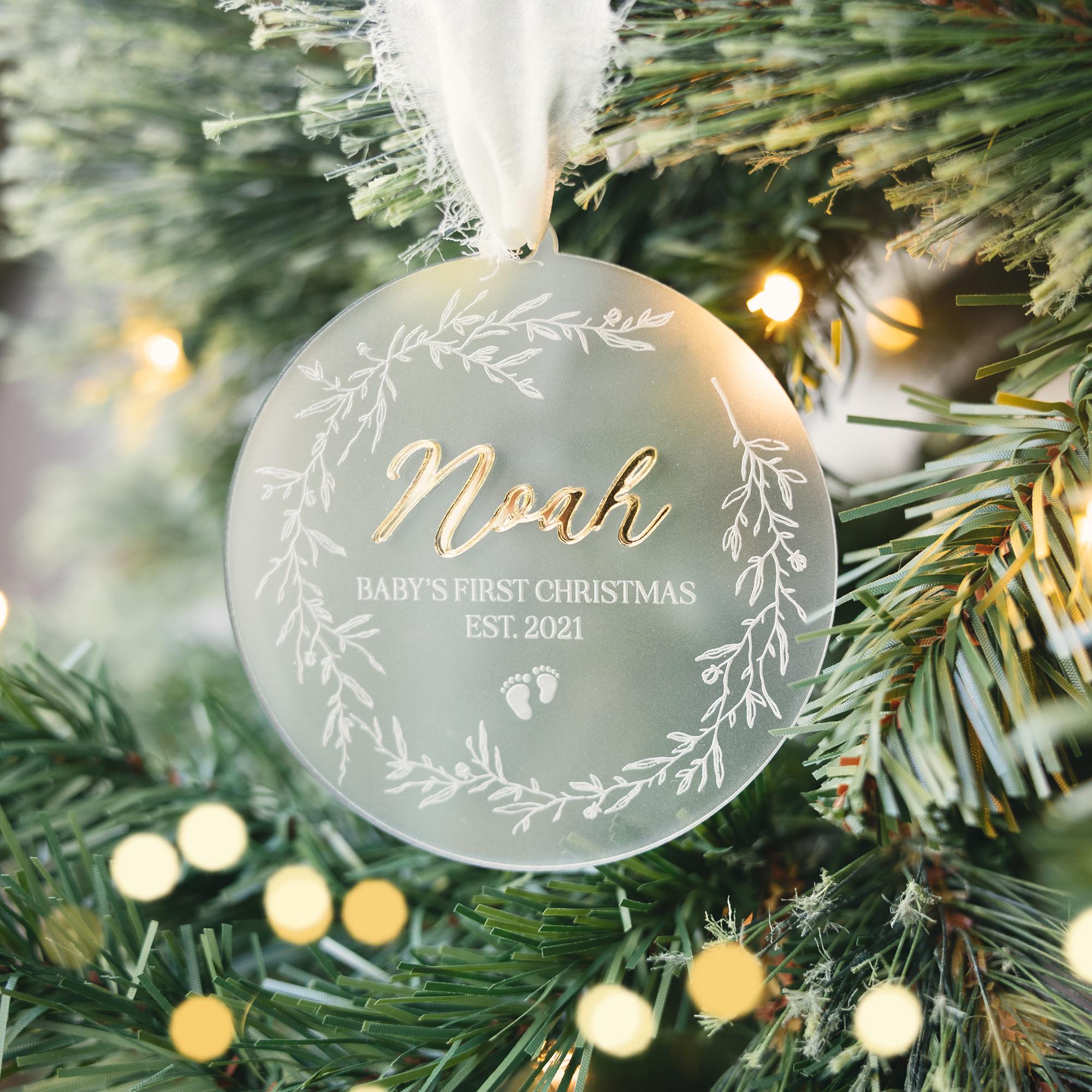 Baby’s First Christmas Ornament 2025, Baby Name Christmas Ornament, Personalized First Christmas Ornament, New Baby Keepsake, Holiday Gift