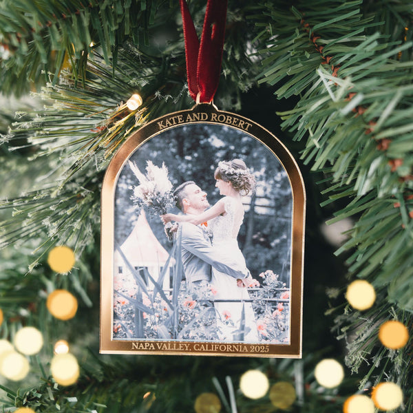 First Christmas Married Ornament 2025, Newlywed Christmas Ornament, Mr and Mrs Gift, Wedding Photo Keepsake, Personalized Married Ornament