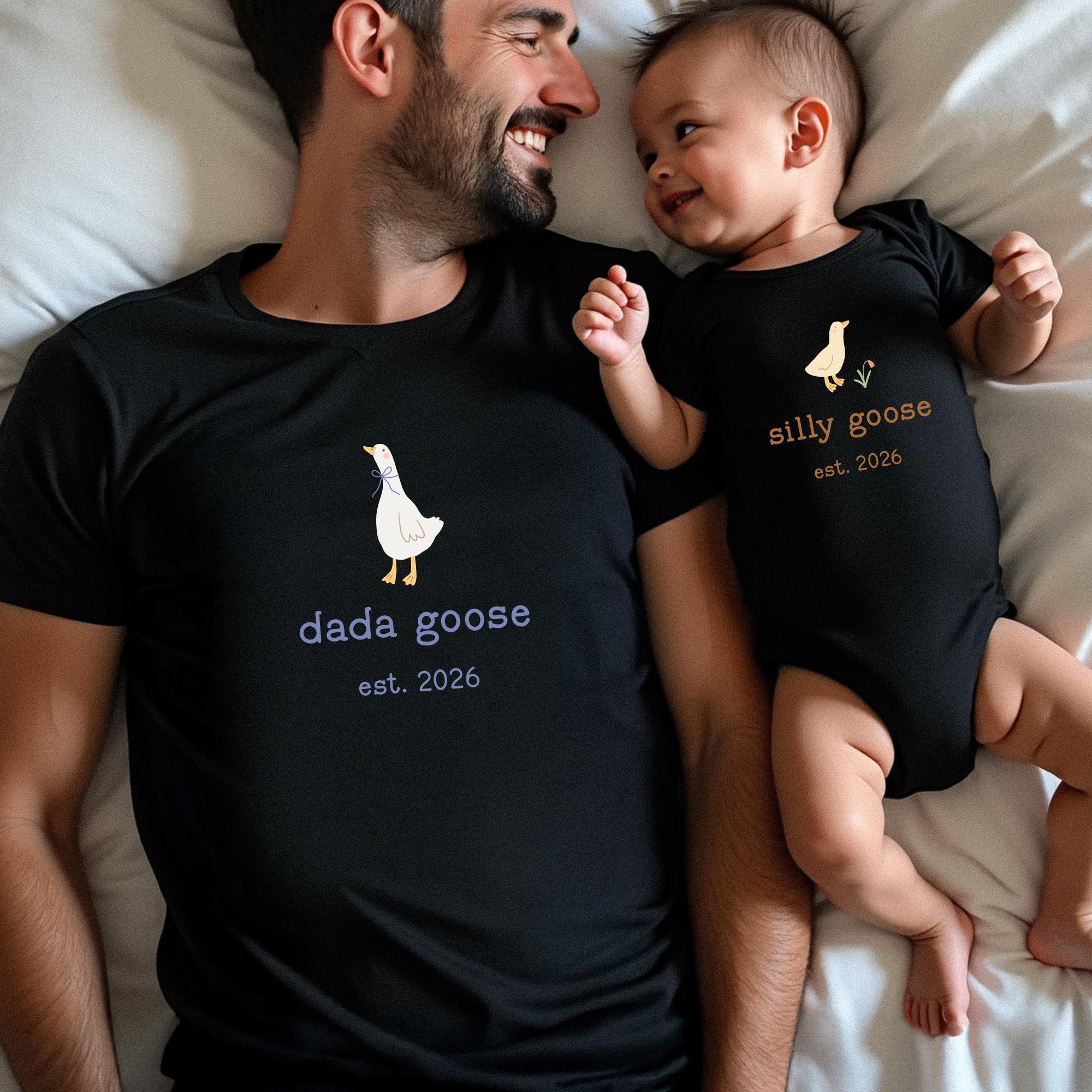 Matching Dad And Child Shirts, Dada Goose Silly Goose Set, Personalized Family Shirts, Fathers Day Gift, Daddy And Me