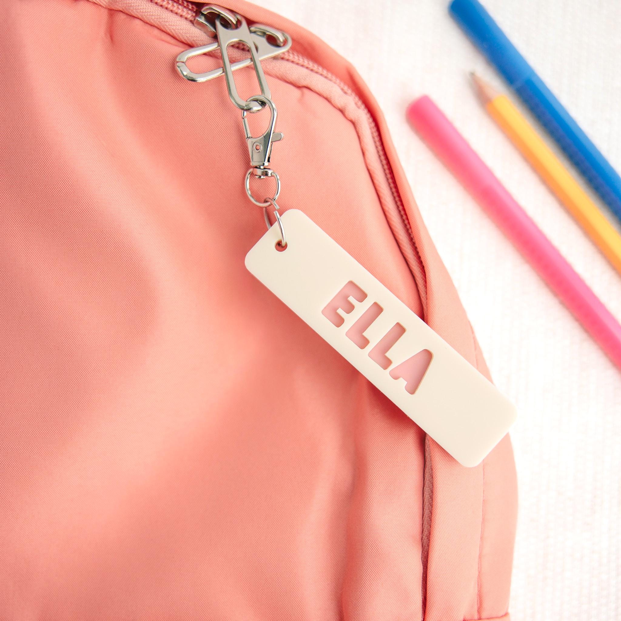 Personalized Backpack Name Tag, Acrylic Kids Backpack Tag, Custom Name Keychain, Lunch Box Tag, Daycare Bag Tag, Back to School Bag Charm