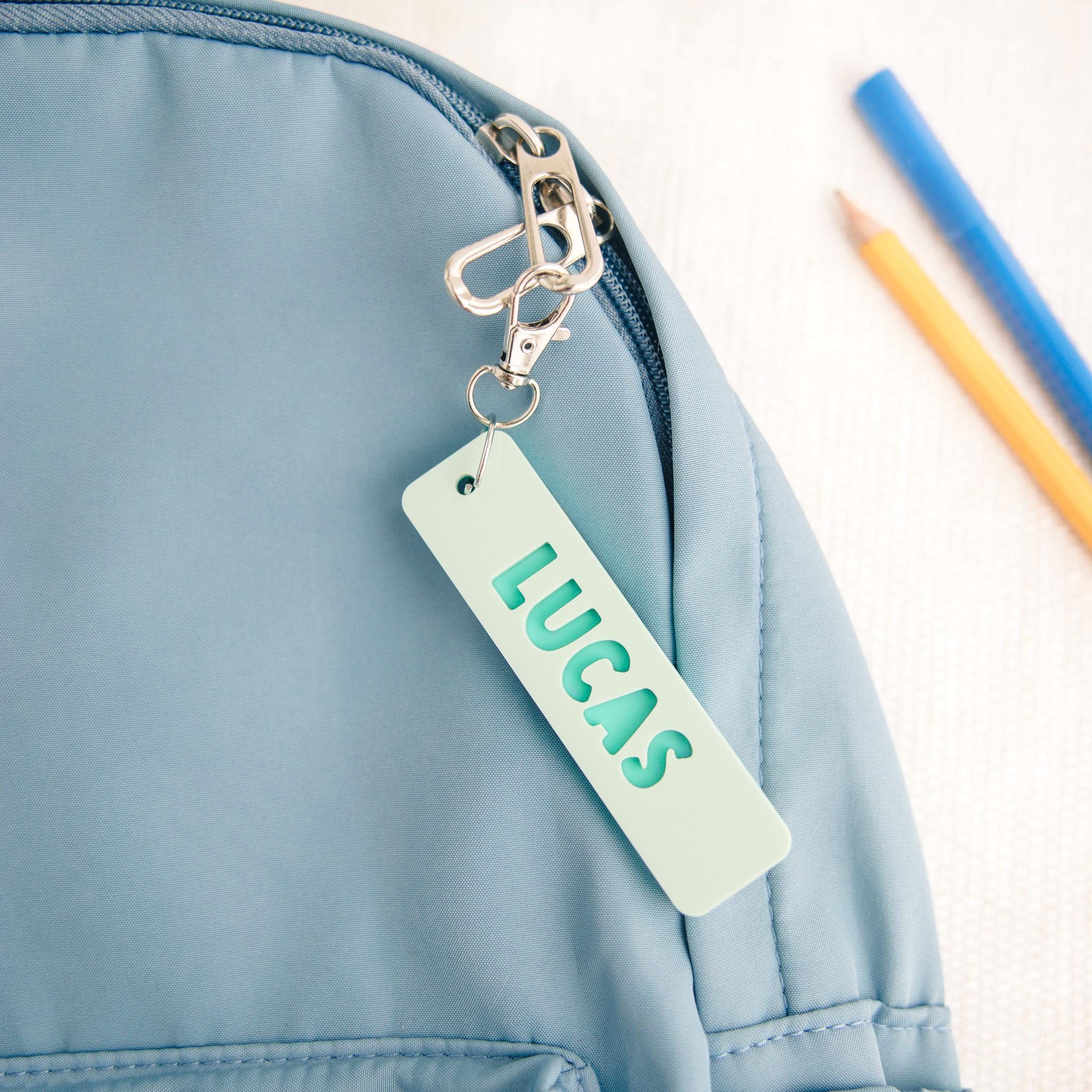 Personalized Backpack Name Tag, Acrylic Kids Backpack Tag, Custom Name Keychain, Lunch Box Tag, Daycare Bag Tag, Back to School Bag Charm