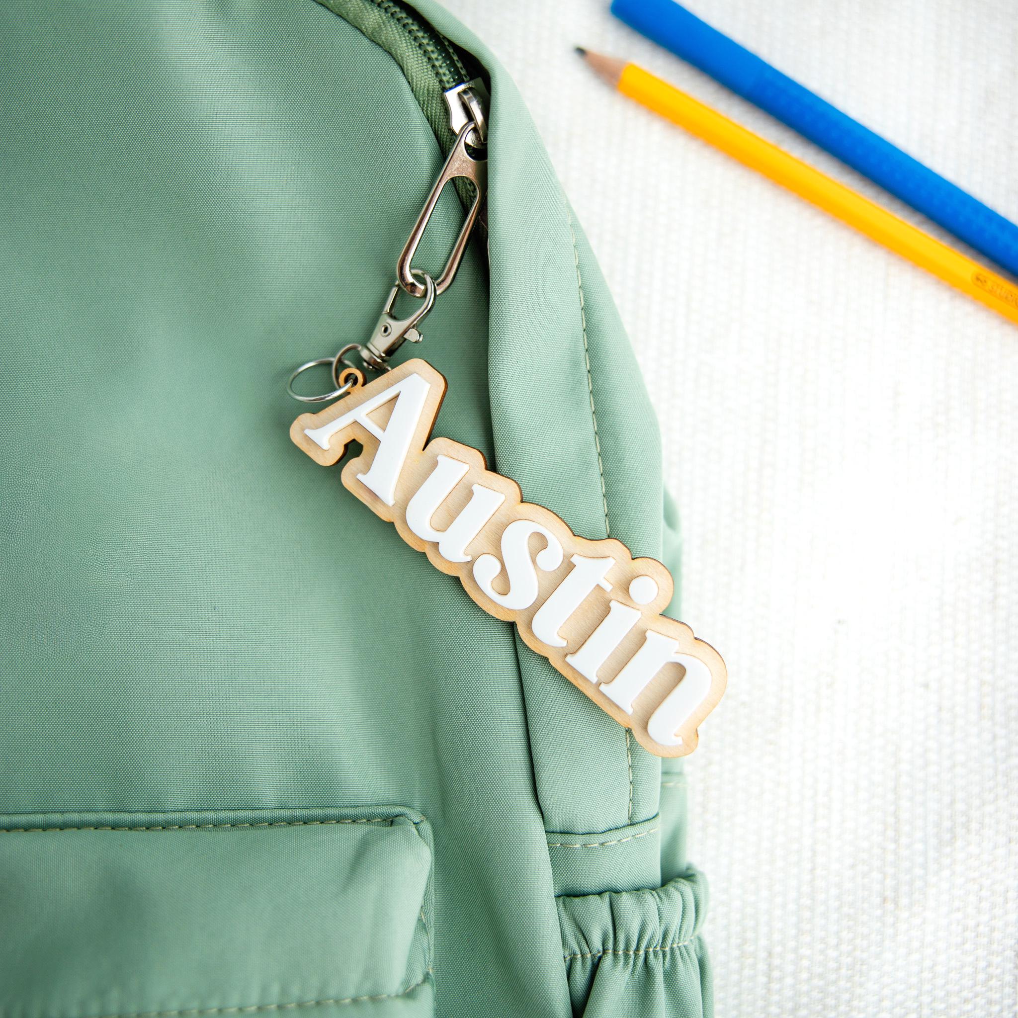 Personalized Backpack Name Tag, Kids Backpack Tag, Custom Name Keychain, Lunch Bag Tag, Daycare Bag Tag, Back to School Bag Charm