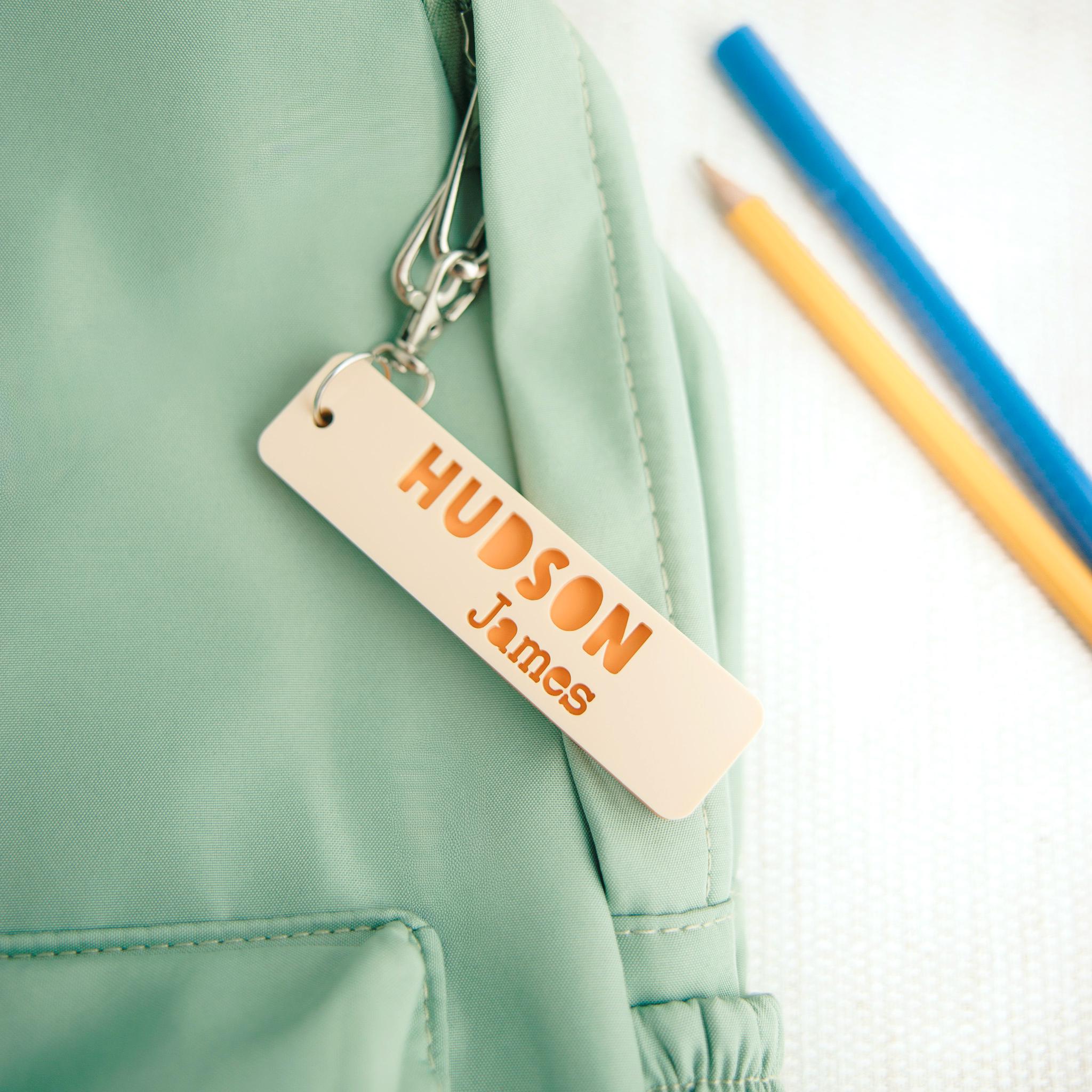 Personalized Backpack Name Tag, Acrylic Kids Backpack Tag, Custom Name Keychain, Lunch Box Tag, Daycare Bag Tag, Back to School Bag Charm