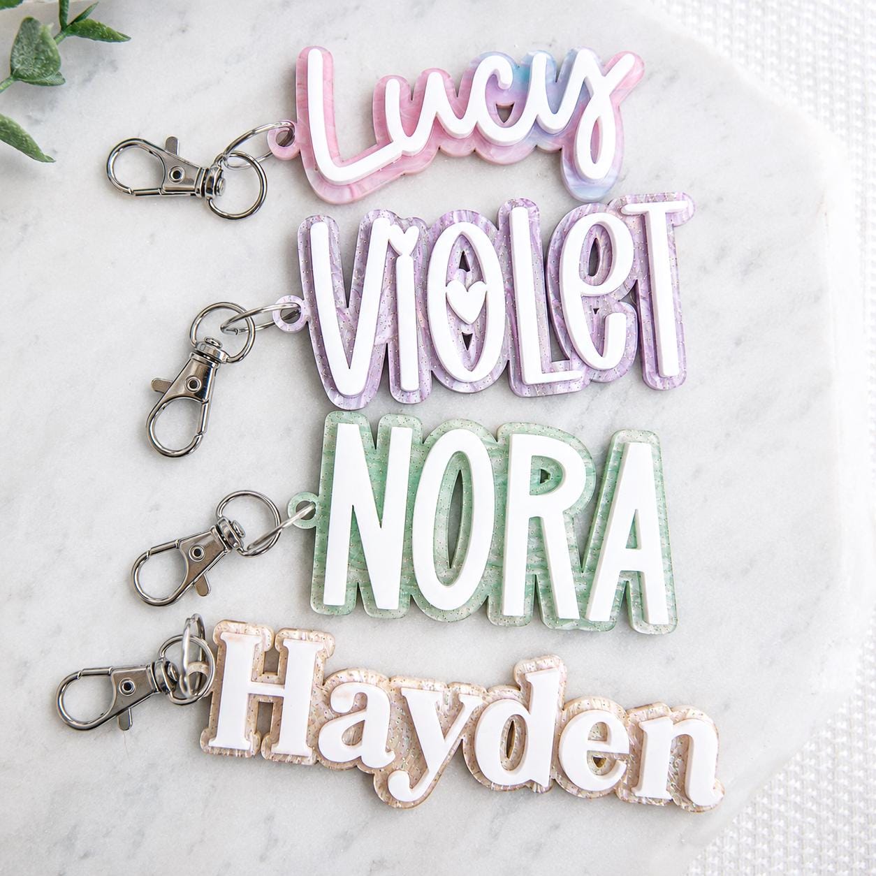 Personalized Backpack Name Tag, Kids Name Keychain, Custom Acrylic Bag Tag, Glitter Backpack Charm, Daycare Lunch Bag Tag